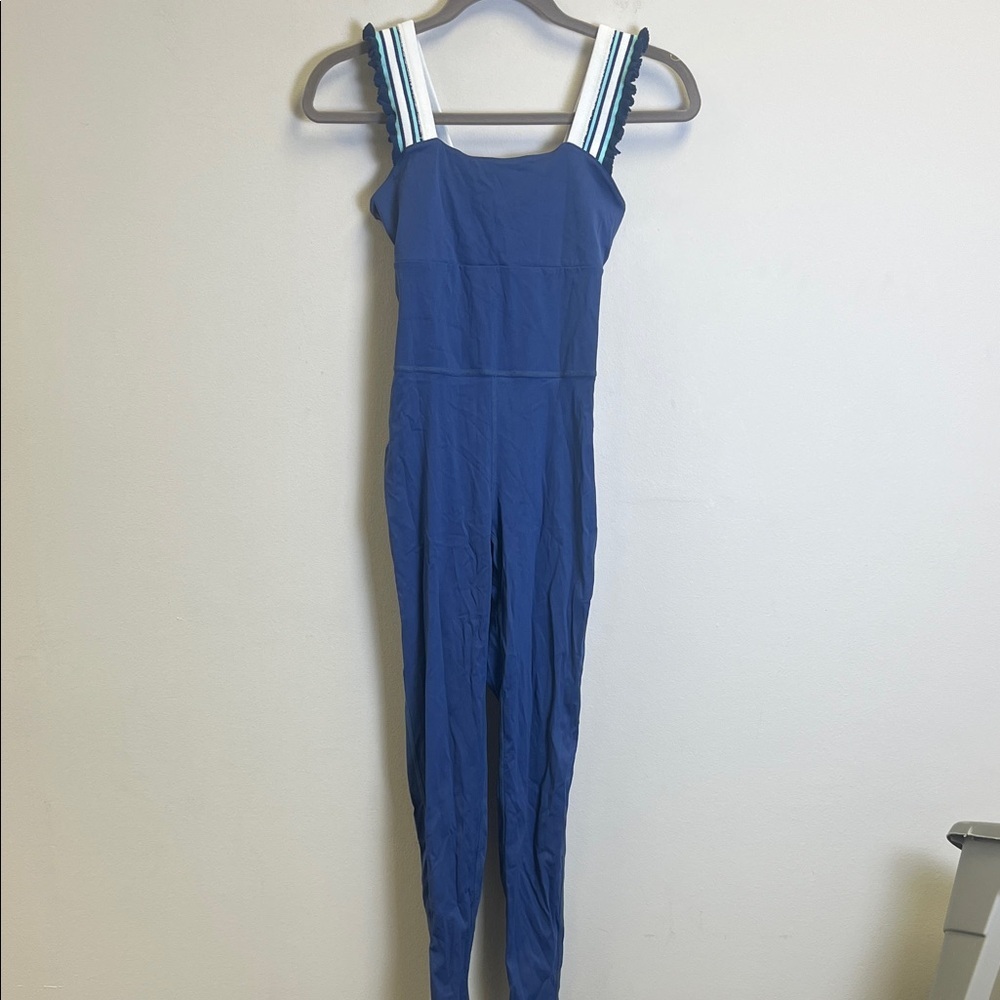 Elegant Blue Striped Jumpsuit Women’s XS
